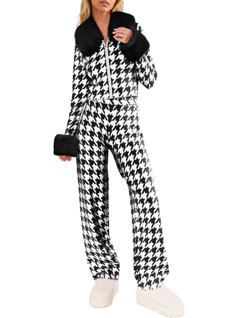 Cozy Color Block Winter Sweater Set & Snow Suit for Women - Skiing Outfit